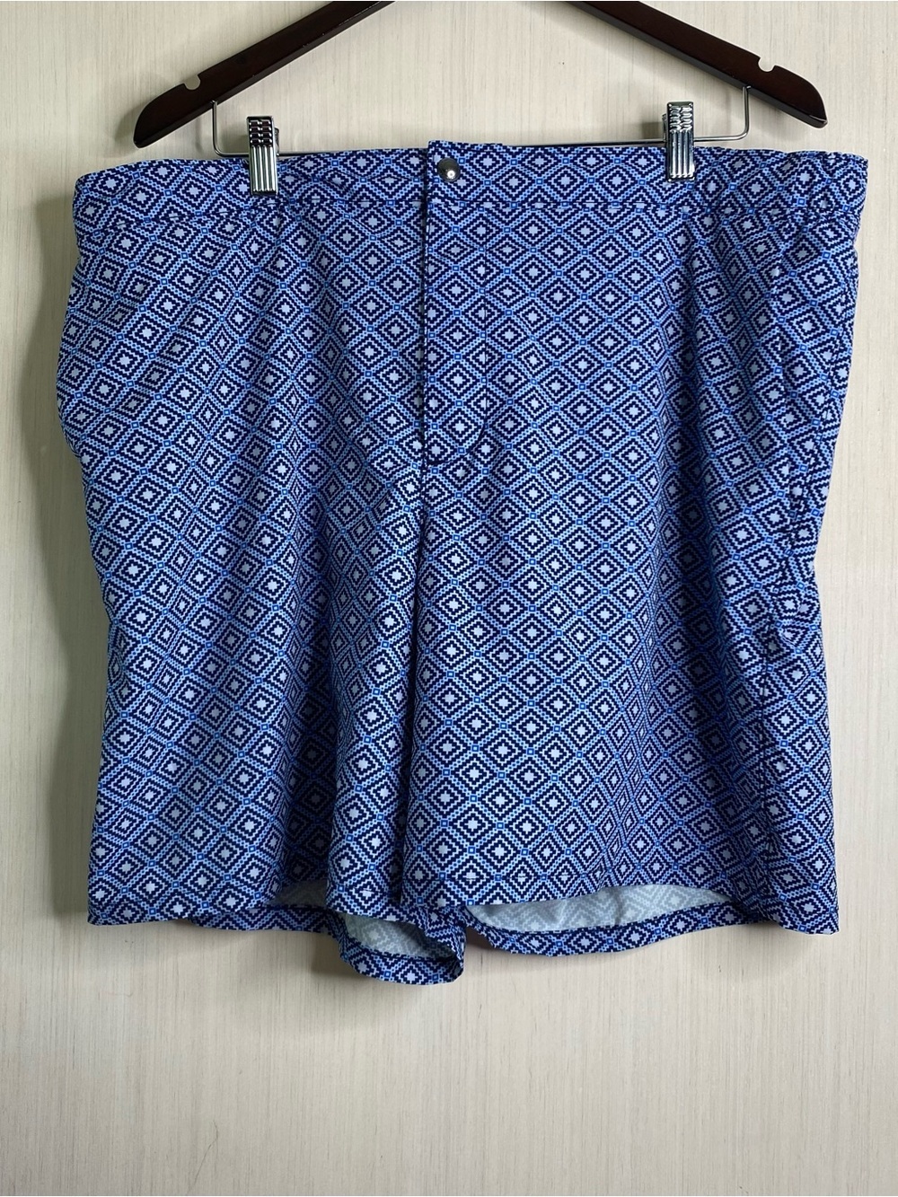 Land’s End Lined Sunset Swim Trunks Blue Geometric 7” Inseam XL (40-42)
